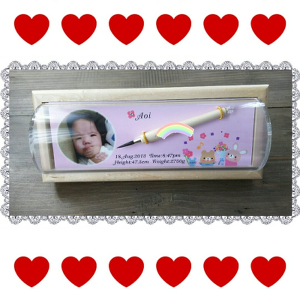 うまれてはじめての散髪 記念に赤ちゃん筆にしました 13トリソミー ケアチャネル